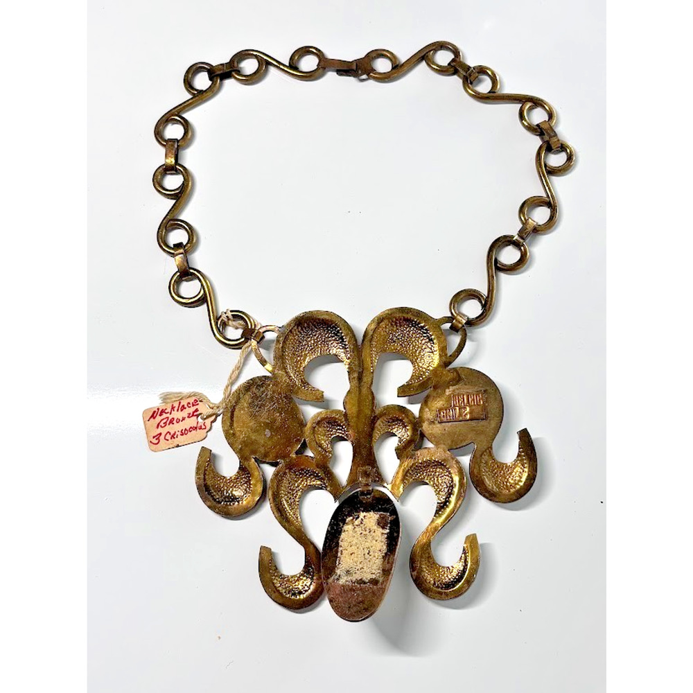 Vtg GELCIC CHILE Patricio Court Brutalist Bronze Chrysocolla Necklace Ring NOS - Picture 10 of 16